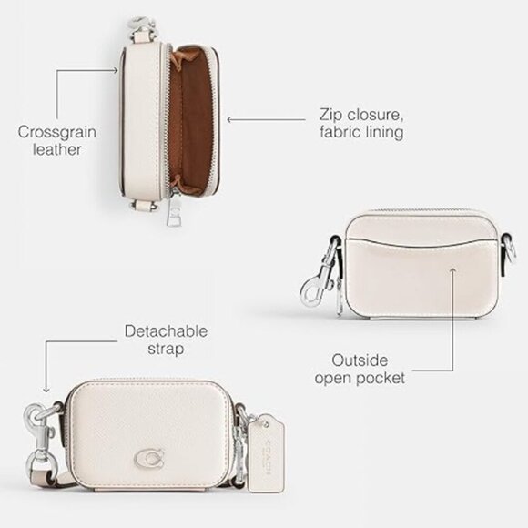 Coach Mini Crossbody Pouch Blue Crossgrain Leather CP271 Cards Earbuds Case - Picture 11 of 11